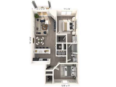 The Arbor - 2 BR 1 BA Floor Plan at The Vinings Apartments, Richmond
